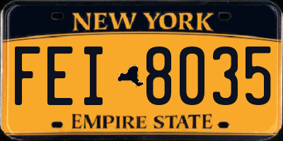NY license plate FEI8035