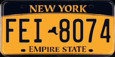 NY license plate FEI8074
