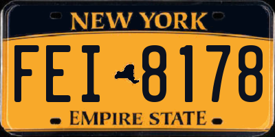 NY license plate FEI8178