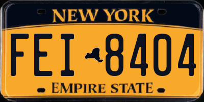 NY license plate FEI8404