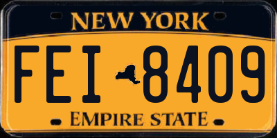 NY license plate FEI8409