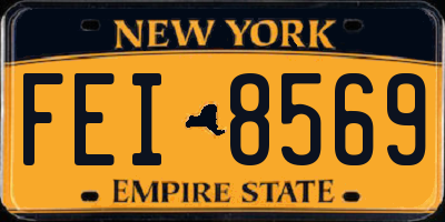 NY license plate FEI8569