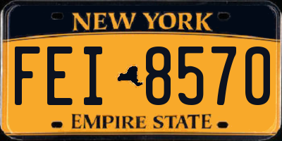NY license plate FEI8570