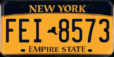 NY license plate FEI8573