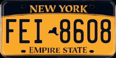 NY license plate FEI8608