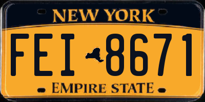 NY license plate FEI8671