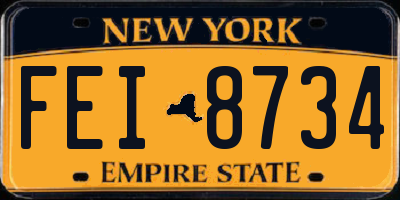 NY license plate FEI8734