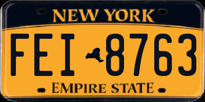 NY license plate FEI8763
