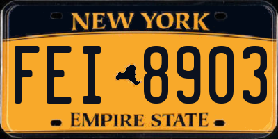 NY license plate FEI8903