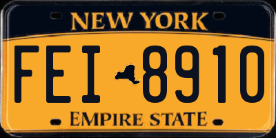 NY license plate FEI8910