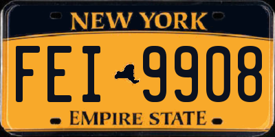 NY license plate FEI9908