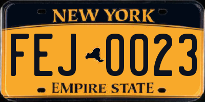 NY license plate FEJ0023
