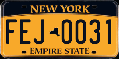 NY license plate FEJ0031