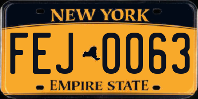 NY license plate FEJ0063