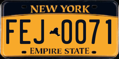 NY license plate FEJ0071