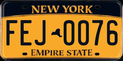 NY license plate FEJ0076