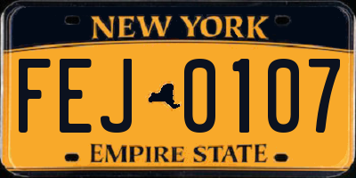 NY license plate FEJ0107