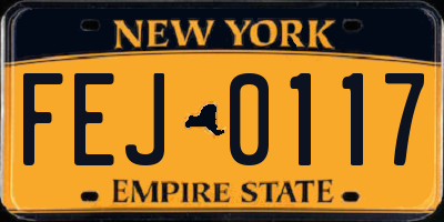 NY license plate FEJ0117