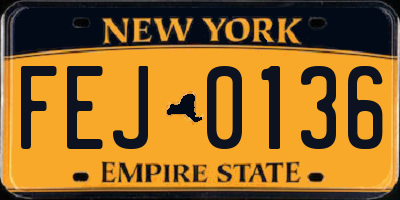 NY license plate FEJ0136