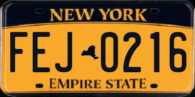 NY license plate FEJ0216
