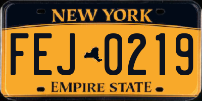 NY license plate FEJ0219