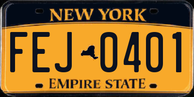 NY license plate FEJ0401