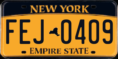 NY license plate FEJ0409