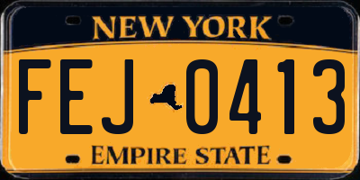 NY license plate FEJ0413