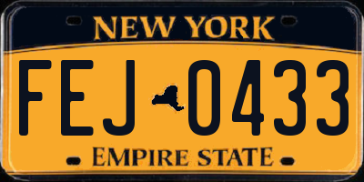 NY license plate FEJ0433