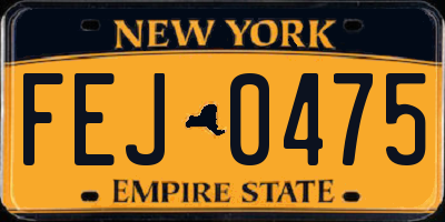 NY license plate FEJ0475
