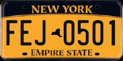 NY license plate FEJ0501
