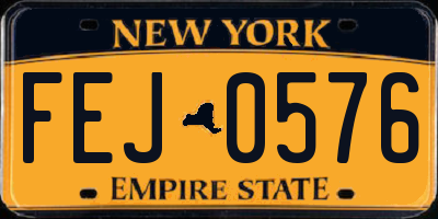 NY license plate FEJ0576