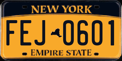 NY license plate FEJ0601