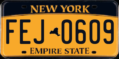 NY license plate FEJ0609