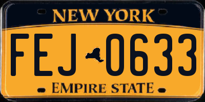 NY license plate FEJ0633