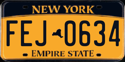NY license plate FEJ0634