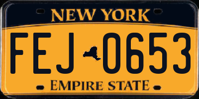NY license plate FEJ0653