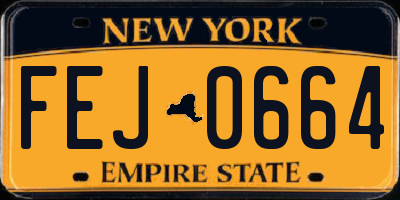 NY license plate FEJ0664