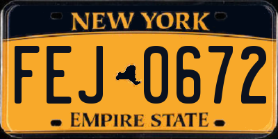 NY license plate FEJ0672
