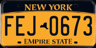 NY license plate FEJ0673