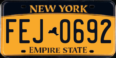 NY license plate FEJ0692