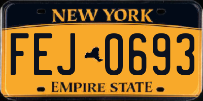 NY license plate FEJ0693