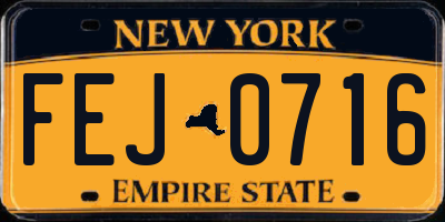 NY license plate FEJ0716