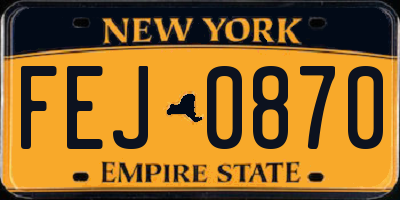 NY license plate FEJ0870