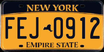 NY license plate FEJ0912