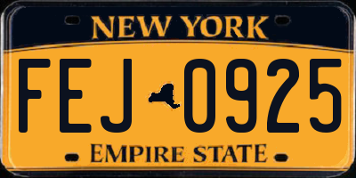 NY license plate FEJ0925