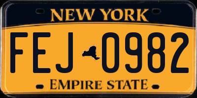 NY license plate FEJ0982