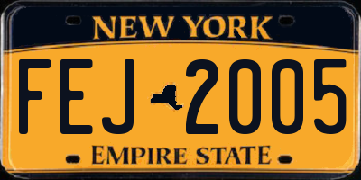 NY license plate FEJ2005