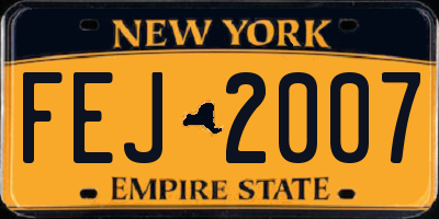 NY license plate FEJ2007