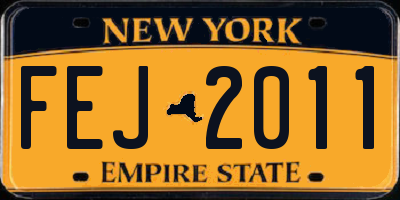 NY license plate FEJ2011